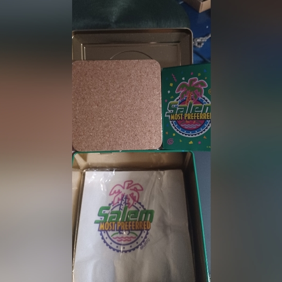 Vintage Salem cigarettes tin playing cards, coasters, cocktail napkins party. - Picture 9 of 14